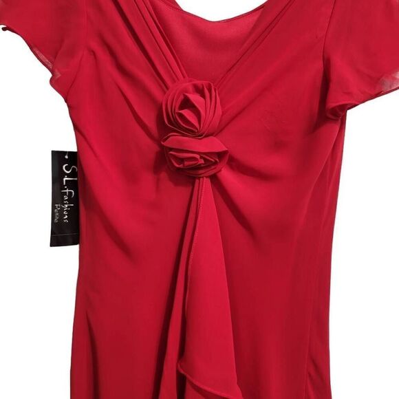 S.L‎ Fashion draped neck with rosettes sz 12p - Picture 2 of 12